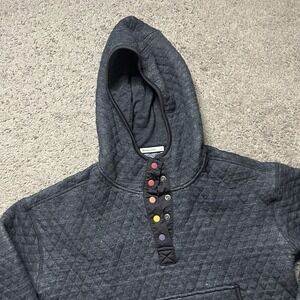 Marine Layer Sweatshirt Women Small Gray Quilted Snap Mock Neck Cropped